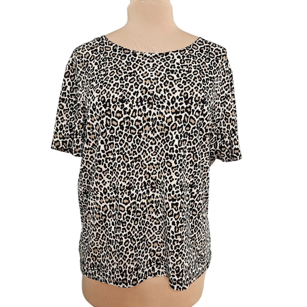 Vintage Bedford Fair Black and White Boxy Short Sleeve Top Animal Print Mob Wife